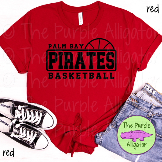 Palm Bay Pirates Basketball SC9 Mascot School Spirit - CHOOSE YOUR DESIGN COLOR (d2f TPA)