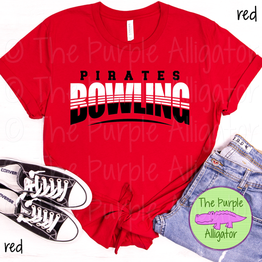 Pirates Bowling SC1 Mascot School Spirit Wear Team Swag - CHOOSE YOUR DESIGN COLORS (d2f TPA)
