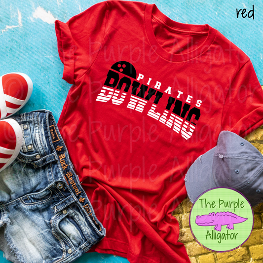Pirates Bowling SC4 Mascot School Spirit Wear Team Swag - CHOOSE YOUR DESIGN COLORS (d2f TPA)
