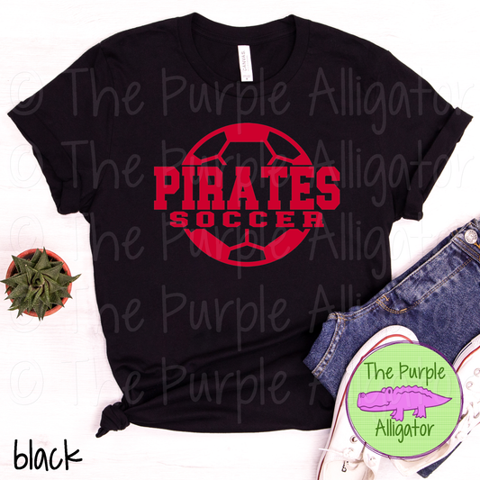 Pirates Soccer SC9 Mascot School Spirit - CHOOSE YOUR DESIGN COLOR (d2f TPA)