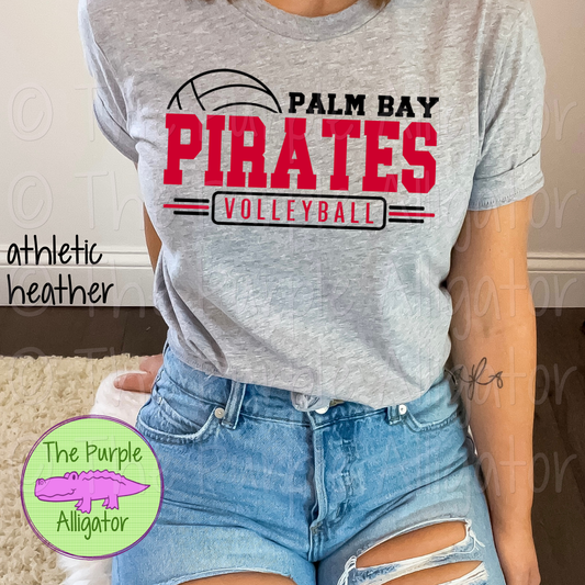 Palm Bay Pirates Volleyball SC13 Mascot School Spirit - CHOOSE YOUR DESIGN COLORS (d2f TPA)