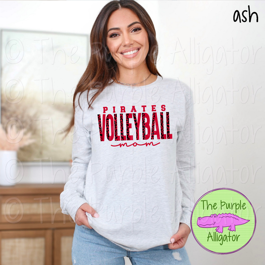 Pirates Volleyball Mom SC50 Mascot School Spirit - CHOOSE YOUR DESIGN COLORS (d2f TPA)
