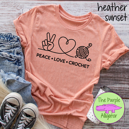 Peace Love Crochet Apparel Funny Crochet Shirt Yarn Lover Gift Crocheter Hobby Craft Lover 0126 D