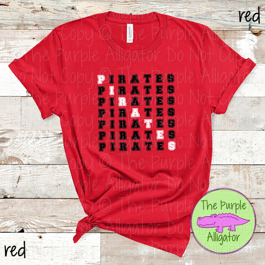 Pirates 2 Color Stack Design | Custom Spirit Wear for Teachers, Students & Fans - CHOOSE YOUR DESIGN COLORS - 0725 (d2f TPA)