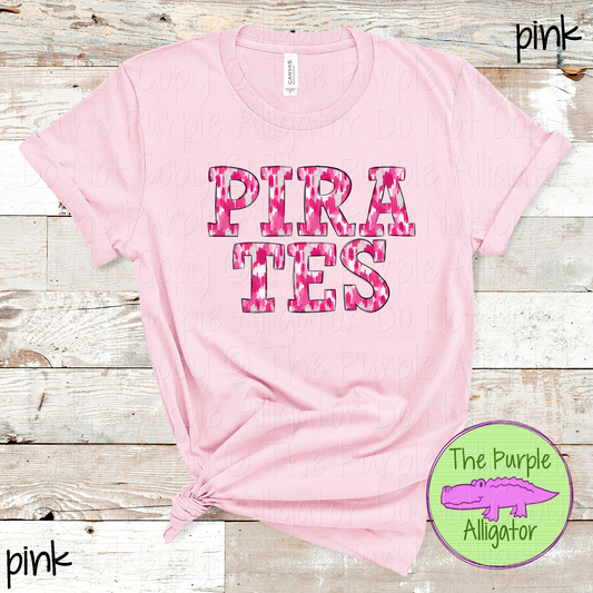 Pirates Pink Out Brush Strokes – Custom Pink Mascot Spirit Wear Breast Cancer Awareness Apparel 0726 TPA