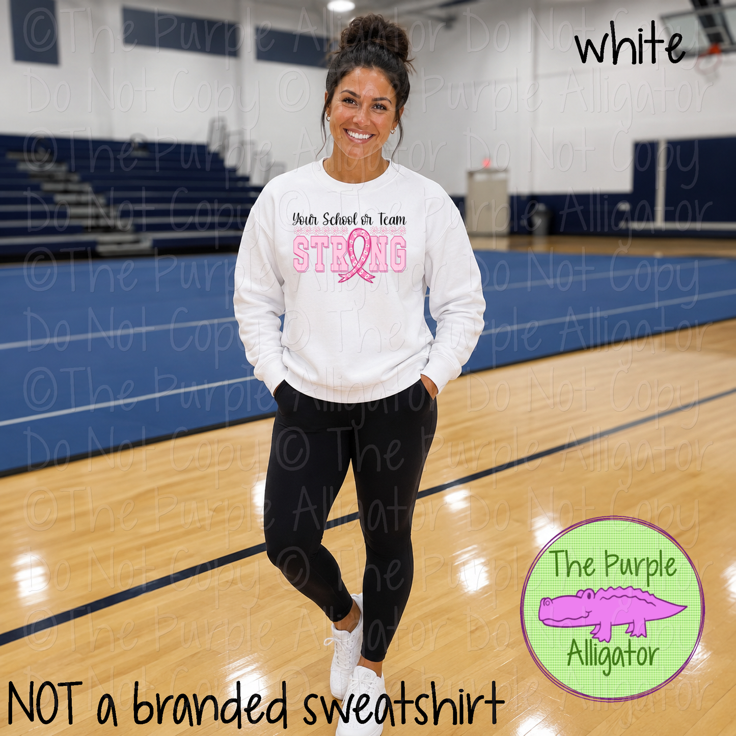 Pink Ribbon Strong – Personalized Breast Cancer Awareness School & Team Spirit Wear 1024 SGD