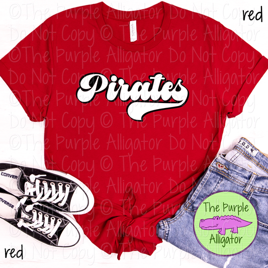 Pirates B-Retro | Custom Retro Mascot Spirit Wear for Fans & Teams - CHOOSE YOUR DESIGN COLORS 0725 (d2f TPA)