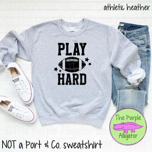 Play Hard | Bold Game Day Football Tee with Classic Sporty Look 1123 (D2F LC)