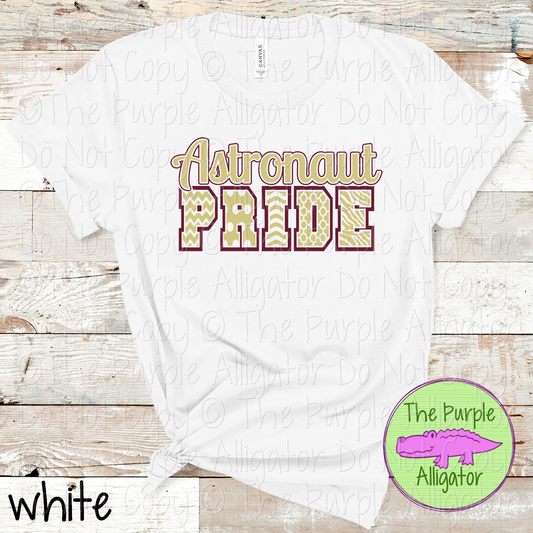 Astronaut Patterned Pride | Varsity Spirit Wear with Bold Pattern Lettering | CHOOSE YOUR DESIGN COLORS 0925 (d2f TPA)