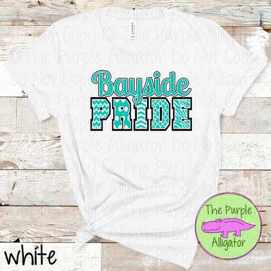 Bayside Patterned Pride | Varsity Spirit Wear with Bold Pattern Lettering | CHOOSE YOUR DESIGN COLORS 0925 (d2f TPA)