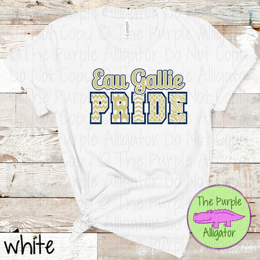Eau Gallie Patterned Pride | Varsity Spirit Wear with Bold Pattern Lettering | CHOOSE YOUR DESIGN COLORS 0925 (d2f TPA)