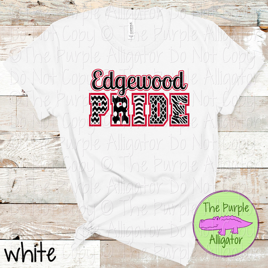 Edgewood Patterned Pride | Varsity Spirit Wear with Bold Pattern Lettering | CHOOSE YOUR DESIGN COLORS 0925 (d2f TPA)