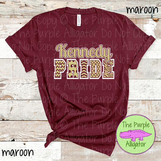 Kennedy Patterned Pride | Varsity Spirit Wear with Bold Pattern Lettering | CHOOSE YOUR DESIGN COLORS 0925 (d2f TPA)
