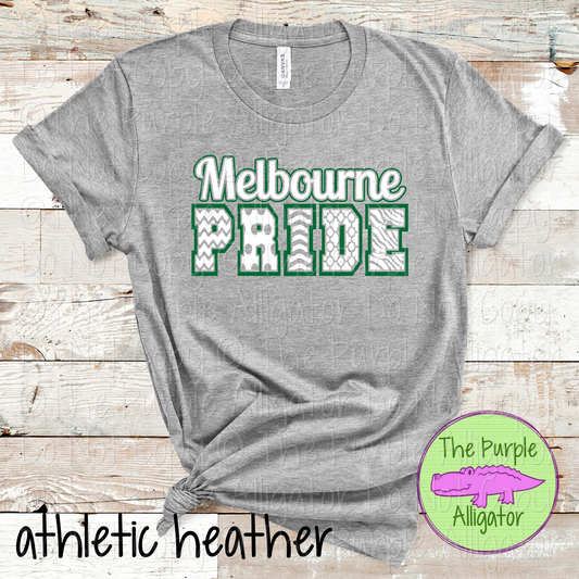 Melbourne Patterned Pride | Varsity Spirit Wear with Bold Pattern Lettering | CHOOSE YOUR DESIGN COLORS 0925 (d2f TPA)