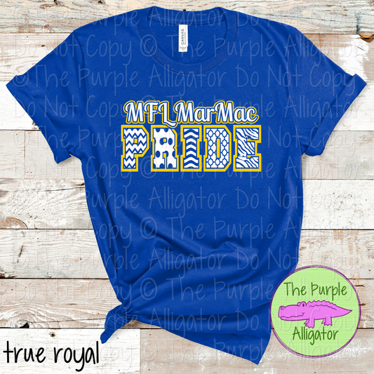 MFL MarMac Patterned Pride | Varsity Spirit Wear with Bold Pattern Lettering | CHOOSE YOUR DESIGN COLORS 0925 (d2f TPA)