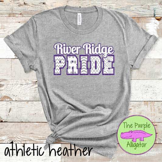 River Ridge Patterned Pride | Varsity Spirit Wear with Bold Pattern Lettering | CHOOSE YOUR DESIGN COLORS 0925 (d2f TPA)