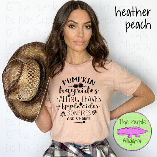 Pumpkin Hayrides Fall Favorites Autumn Graphic Tee 0823 A