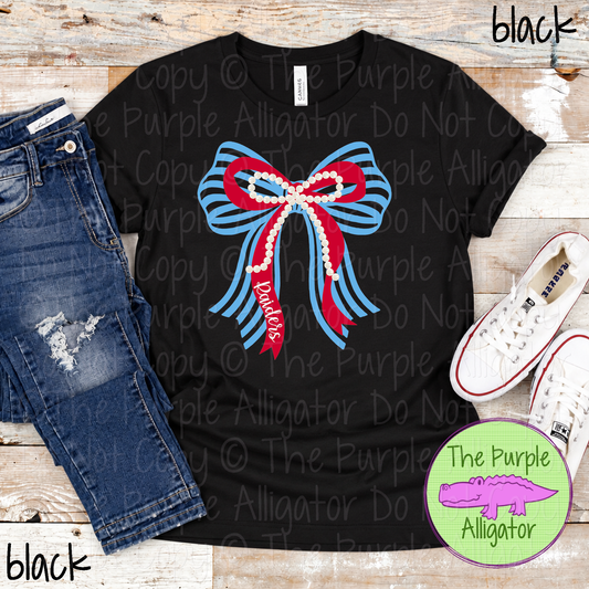 Raiders Stripes & Pearls – Custom Two-Color Mascot Bow Spirit Wear 1026 TPA