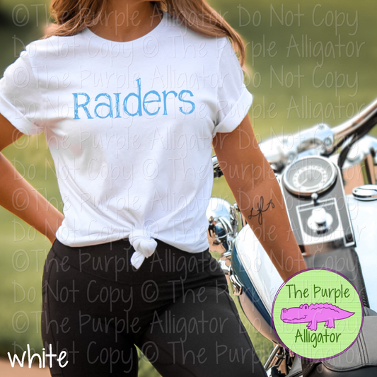 Raiders Distorted | Bold Brush Stroke Spirit Wear Design – Rough Distorted Mascot Style | CHOOSE YOUR TEXT COLOR - 0825 (d2f TPA)