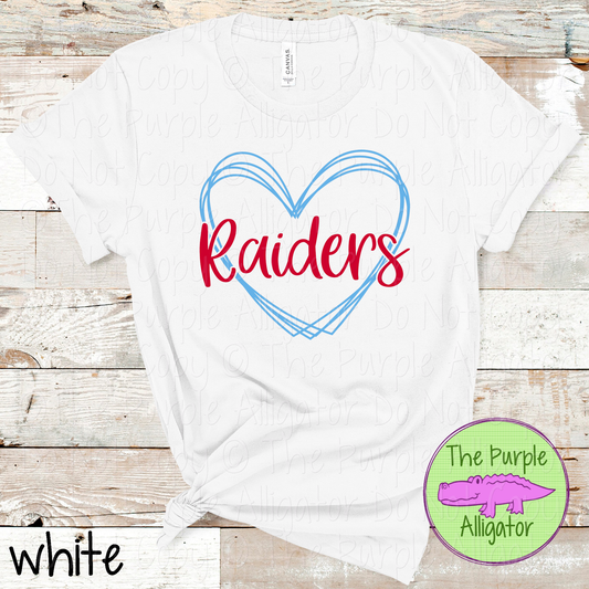 Raiders Heart Frame | Custom Two-Color School & Mascot Spirit Wear 1026 TPA