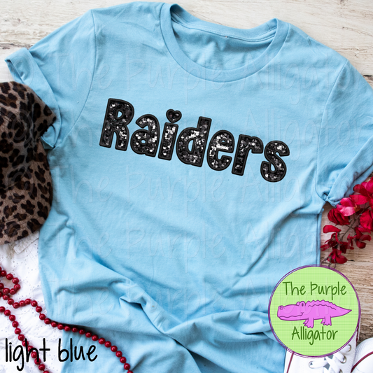 Raiders TDR Sequins Faux Sequin Mascot School Spirit - CHOOSE YOUR SEQUIN COLOR (d2f TPA)