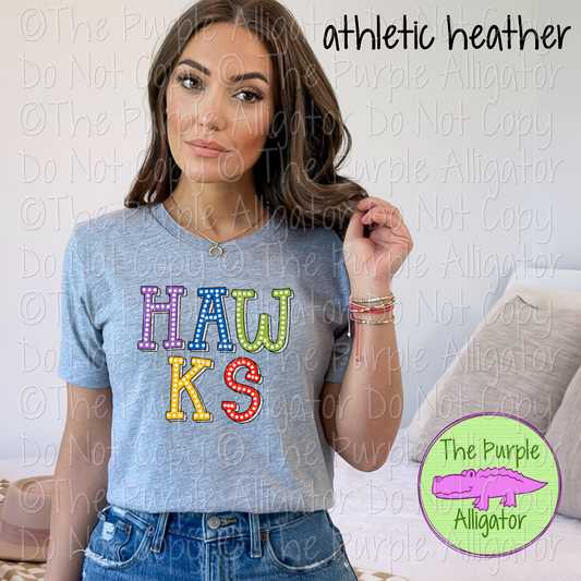 Hawks Rainbow Marquee Mascot Team School Spirit 0125 (d2f TPA)