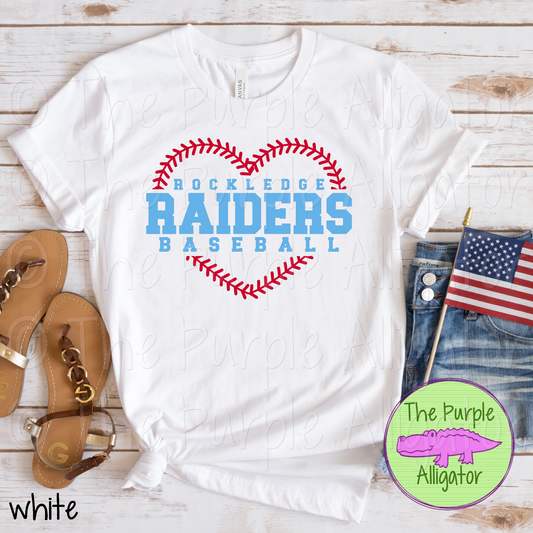 Rockledge Raiders Baseball SC63 Mascot School Spirit - CHOOSE YOUR TEXT COLOR (d2f TPA)