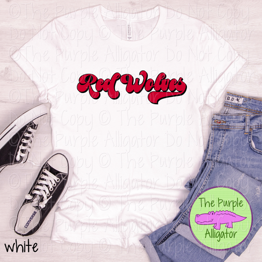 Red Wolves B-Retro | Custom Retro Mascot Spirit Wear for Fans & Teams - CHOOSE YOUR DESIGN COLORS 0725 (d2f TPA)