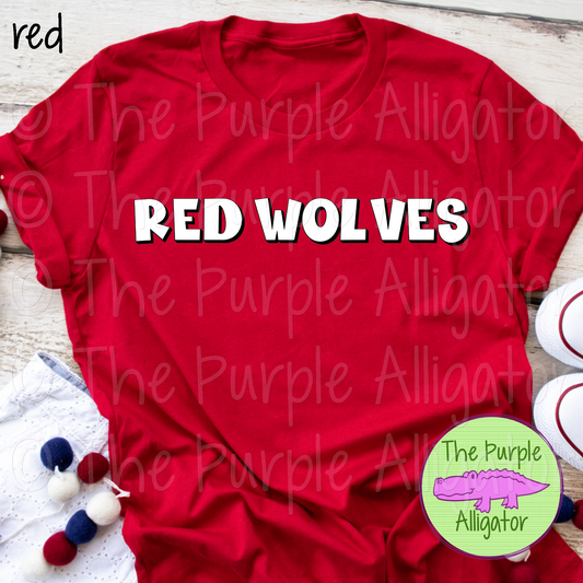Red Wolves HG Mascot School Spirit CHOOSE YOUR DESIGN COLORS 1124 (d2f TPA)