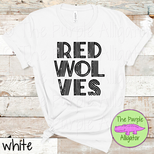 Red Wolves Inline Edge - The Grunge Series - Mascot Spirit Wear Distressed Block Athletic Fan Apparel 0824 TPA