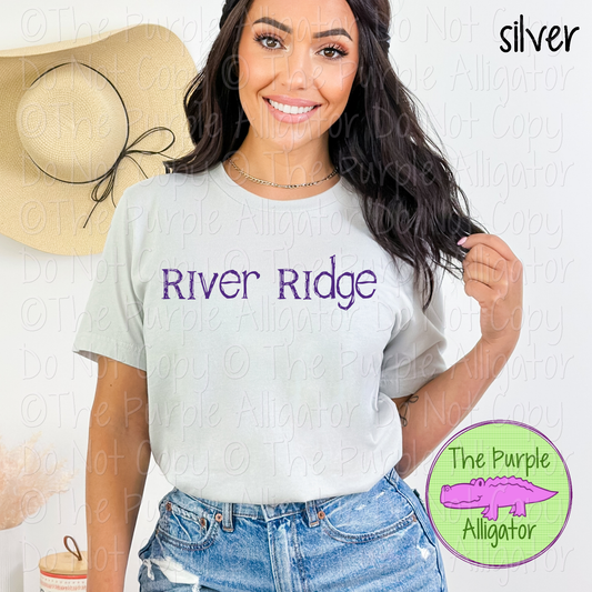 River Ridge Distorted | Bold Brush Stroke Spirit Wear Design – Rough Distorted School Style | CHOOSE YOUR TEXT COLOR - 0825 (d2f TPA)