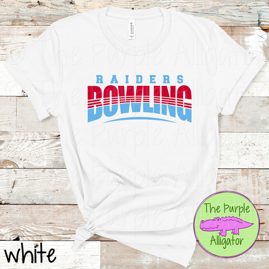 Raiders Bowling SC1 Mascot School Spirit Wear Team Swag - CHOOSE YOUR DESIGN COLORS (d2f TPA)