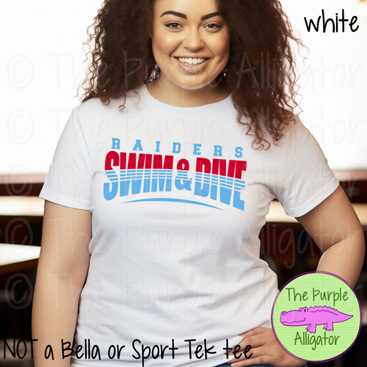 Raiders Swim & Dive SC21 Mascot School Spirit - CHOOSE YOUR DESIGN COLORS (d2f TPA)