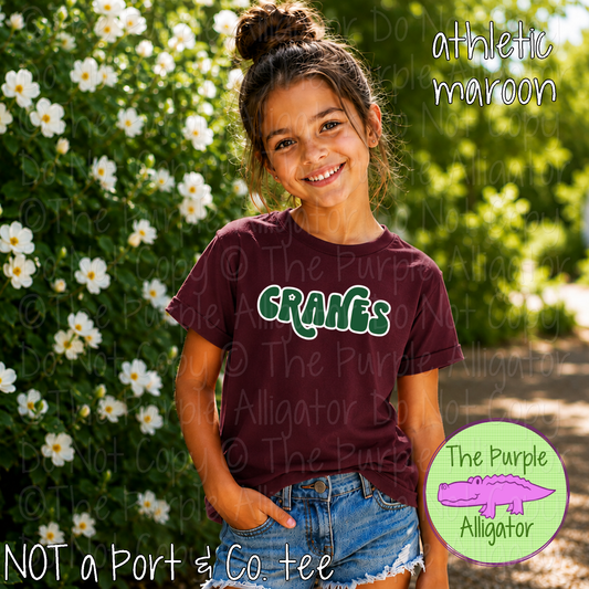 Cranes Retro Swash – Custom School Spirit Wear Mascot Apparel 0424 TPA