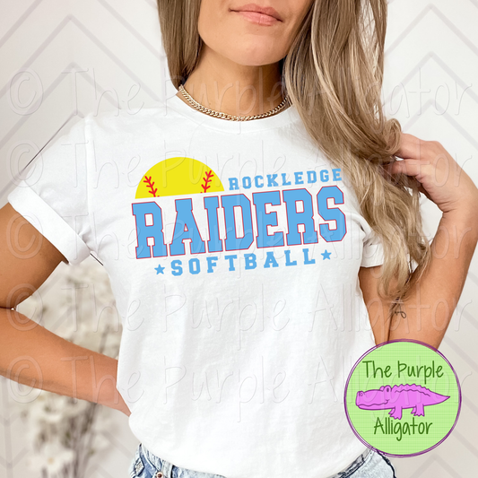 Rockledge Raiders Softball SC17 Mascot School Spirit - CHOOSE YOUR DESIGN COLOR (d2f TPA)