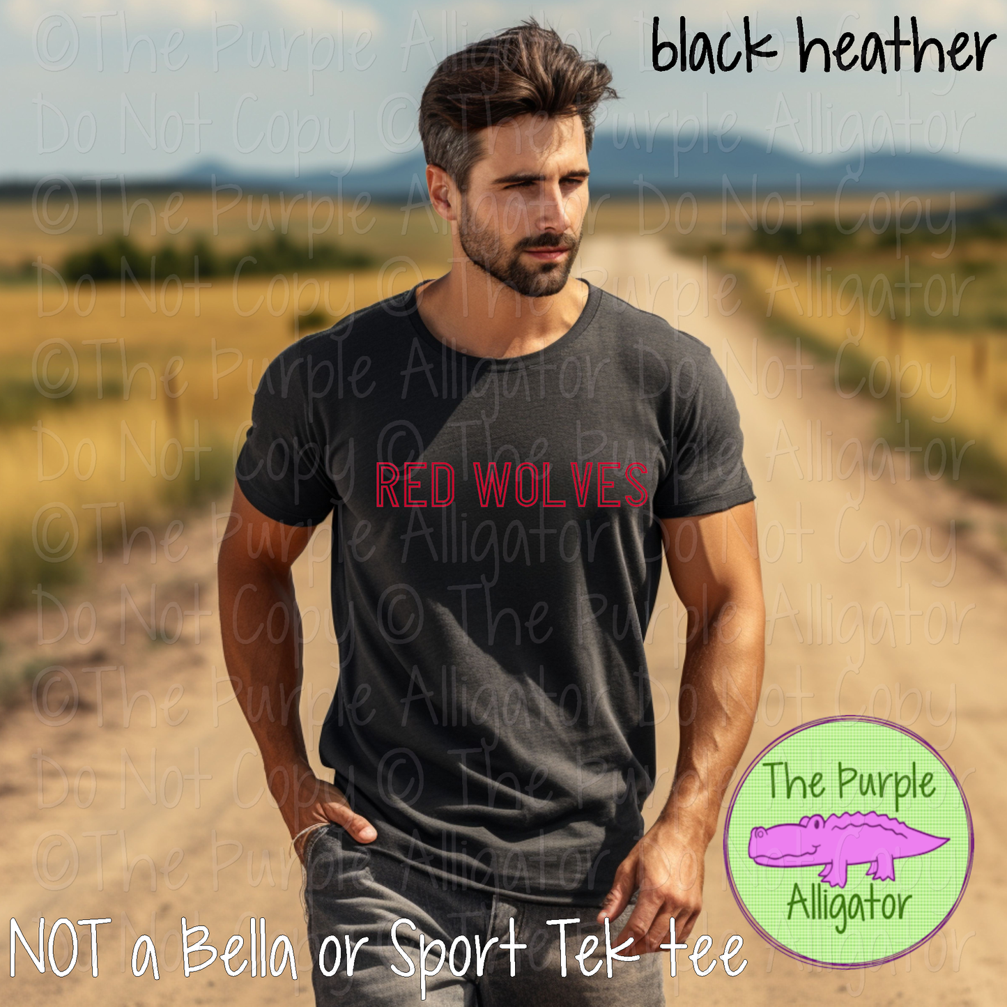 Red Wolves Iron Line - The Outline Series | Outline Spirit Wear Shirt - Bold Modern Block Design 0226 TPA