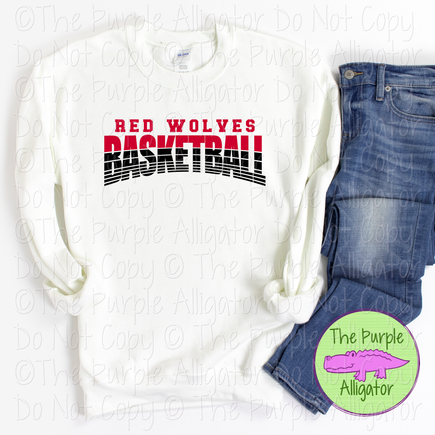 Red Wolves Basketball 40 - Vintage Arch Custom Basketball Spirit Wear Mascot Apparel 0624 TPA