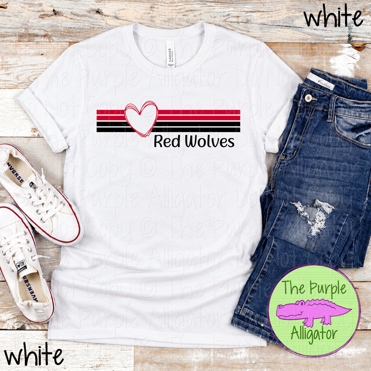 Red Wolves Heartline – Custom Spirit Wear Mascot Apparel 0926 TPA
