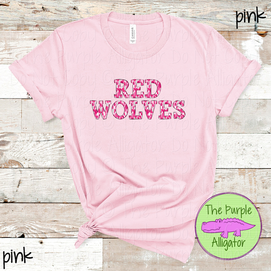Red Wolves Pink Out Brush Strokes – Custom Pink Mascot Spirit Wear Breast Cancer Awareness Apparel 0726 TPA