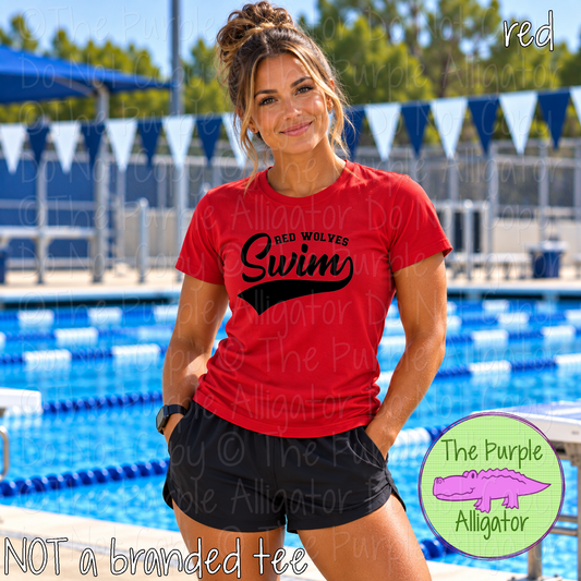 Red Wolves Swim 13 – Classic Swash Custom Swim Spirit Wear Mascot Apparel 1026 TPA