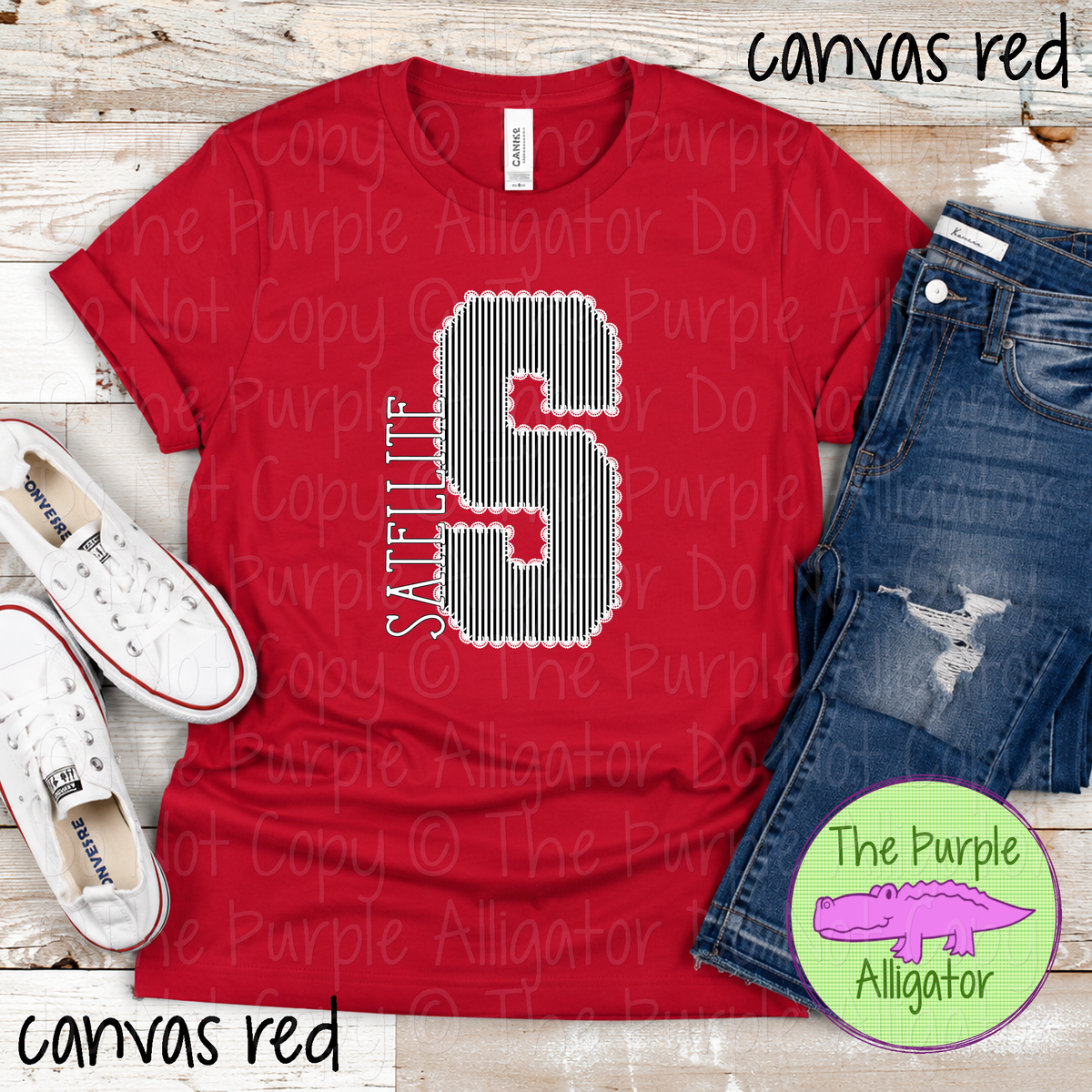 S Satellite Seersucker & Lace – Custom School Initial Spirit Wear with Lace Detail 1026 TPA