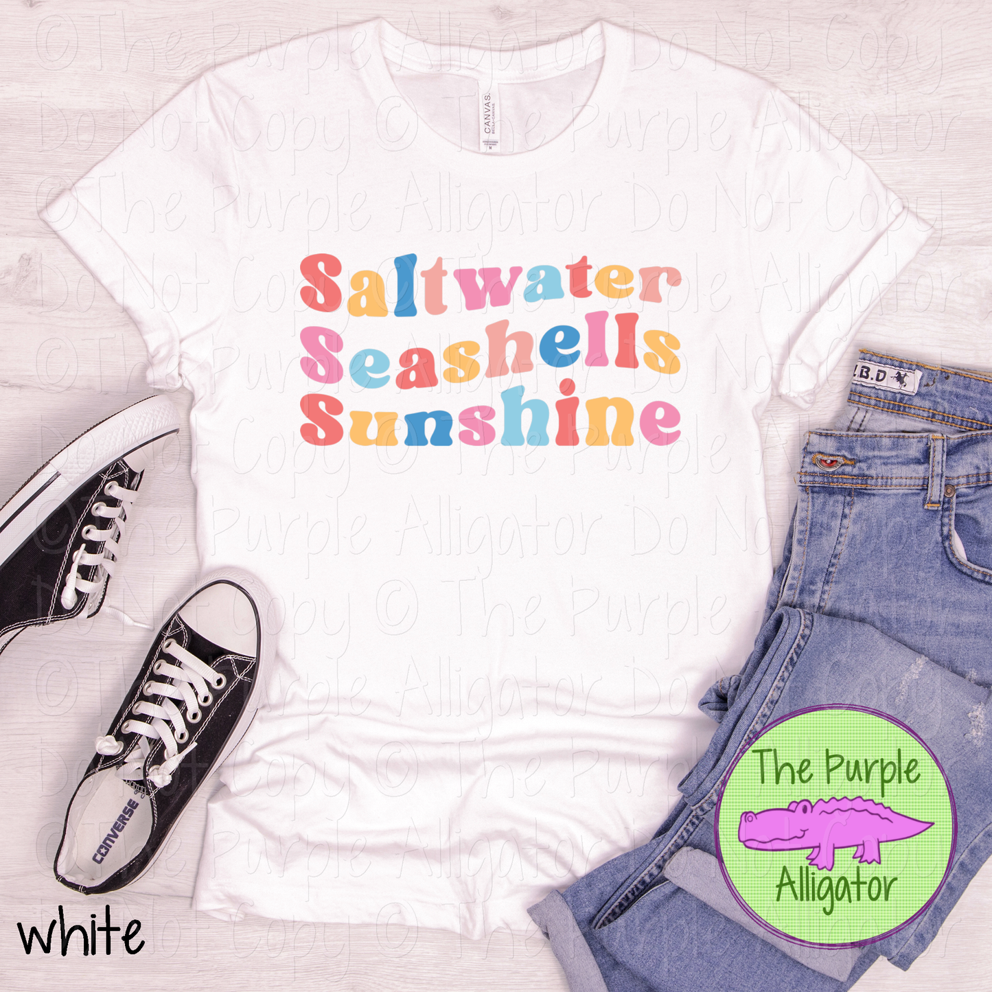 Saltwater Seashells Sunshine – Retro Summer Beach Vibes Coastal Graphic Apparel 0524 YDS