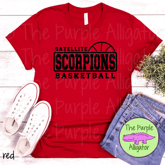 Satellite Scorpions Basketball SC9 Mascot School Spirit - CHOOSE YOUR DESIGN COLOR (d2f TPA)