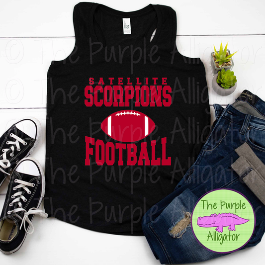 Satellite Scorpions Football SC3 Mascot School Spirit - CHOOSE YOUR DESIGN COLOR (d2f TPA)