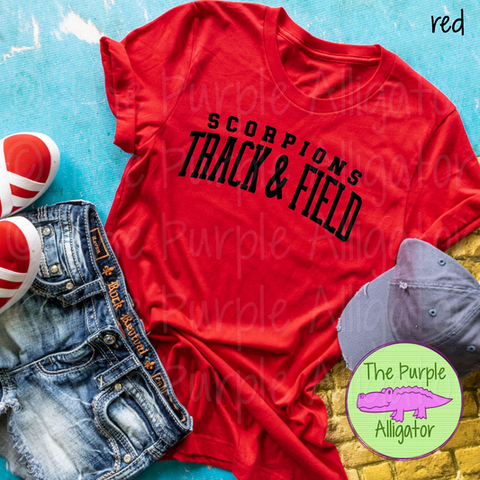 Scorpions Track & Field SC20 Mascot School Spirit - CHOOSE YOUR DESIGN COLOR (d2f TPA)