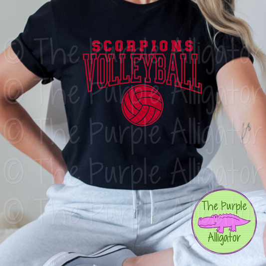 Scorpions Volleyball SC49 Mascot School Spirit - CHOOSE YOUR DESIGN COLOR (d2f TPA)