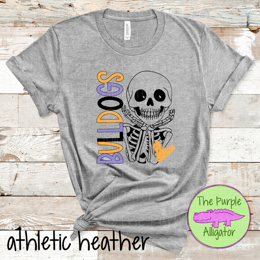 Bulldogs Smiley Bones - Halloween Spirit Wear Skeleton Design - Cute Spooky School Shirt - 0925 (d2f TPA)