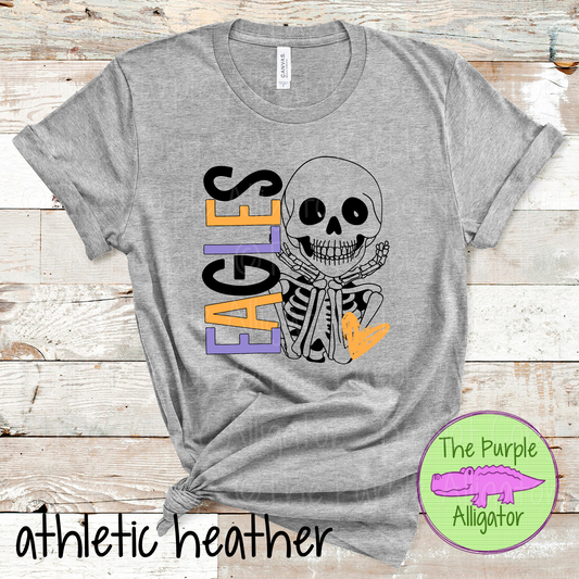 Eagles Smiley Bones - Halloween Spirit Wear Skeleton Design - Cute Spooky School Shirt - 0925 (d2f TPA)