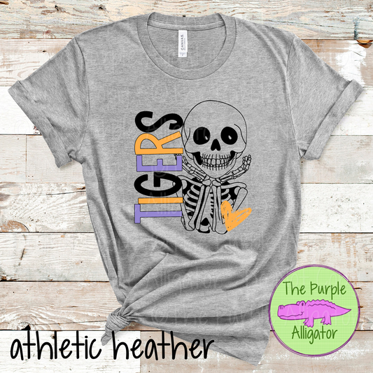 Tigers Smiley Bones - Halloween Spirit Wear Skeleton Design - Cute Spooky School Shirt - 0925 (d2f TPA)