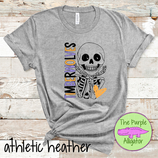 Timberwolves Smiley Bones - Halloween Spirit Wear Skeleton Design - Cute Spooky School Shirt - 0925 (d2f TPA)